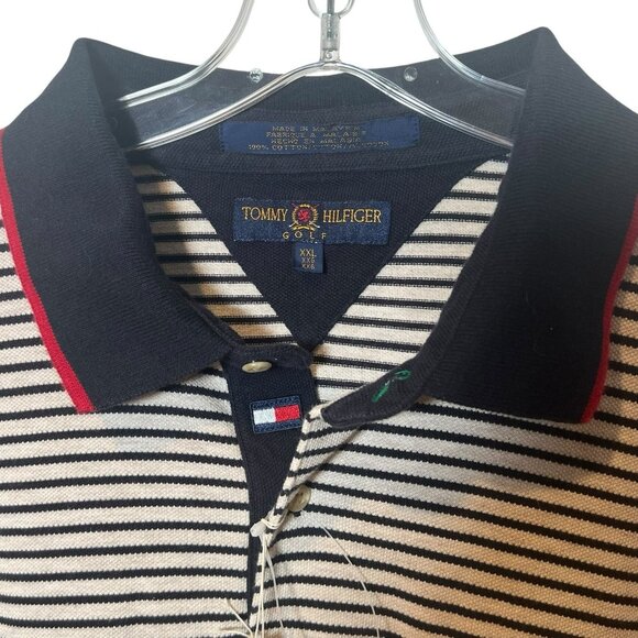 Tommy Hilfiger Men's 2XL Vintage Golf Shirt Polo Striped NWT Deadstock 90's Y2K - Picture 3 of 7